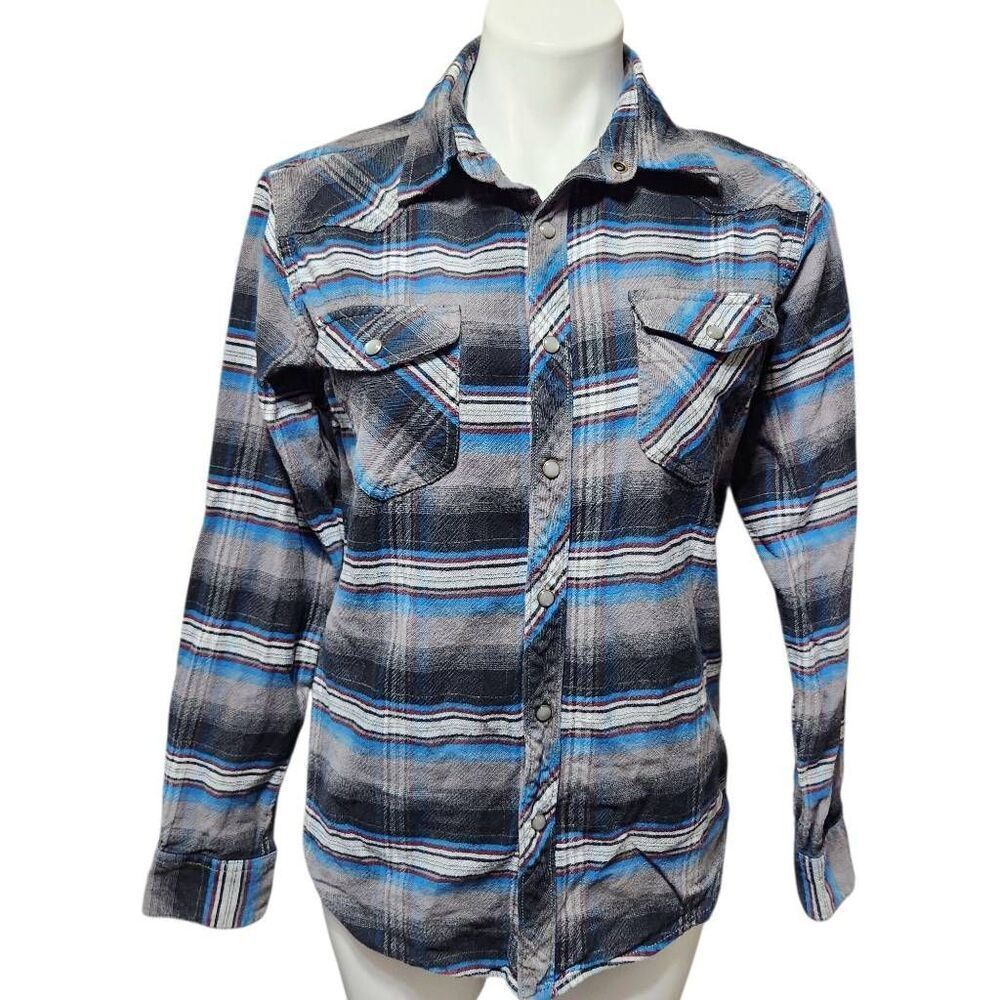 Black Jack men's plaid flannel cotton pearl‎ snap front shirt small